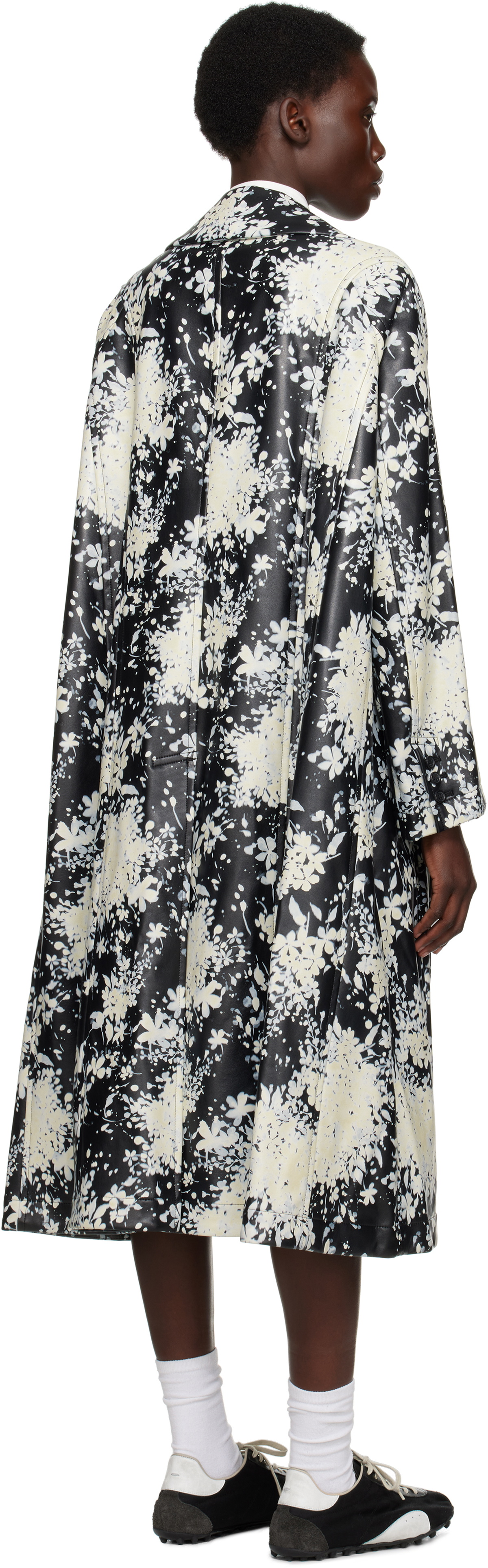 Comme des Garçons Homme Plus Black & White Printed Faux-Leather Coat
