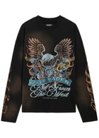 Kidwest Eagle Flame Printed Cotton T-shirt Black