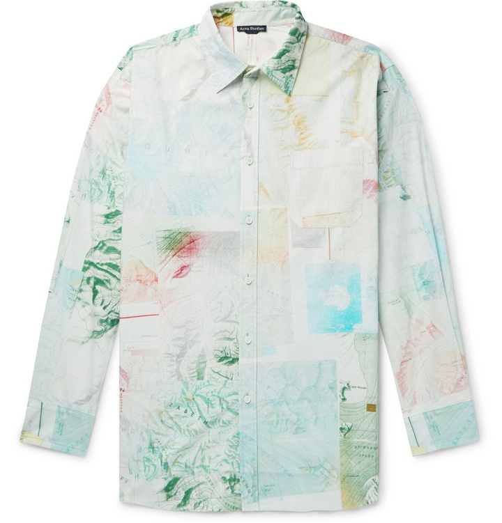 Photo: Acne Studios - Oversized Printed Cotton-Poplin Shirt - Green