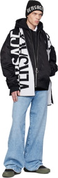 Versace Jeans Couture Black Jacquard Logo Scarf