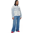 COÛT DE LA LIBERTÉ Blue & White Alfred Cargo Pocket Denim Jacket