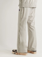 Needles - Straight-Leg Fringed Logo-Embroidered Gabardine Sweatpants - Neutrals