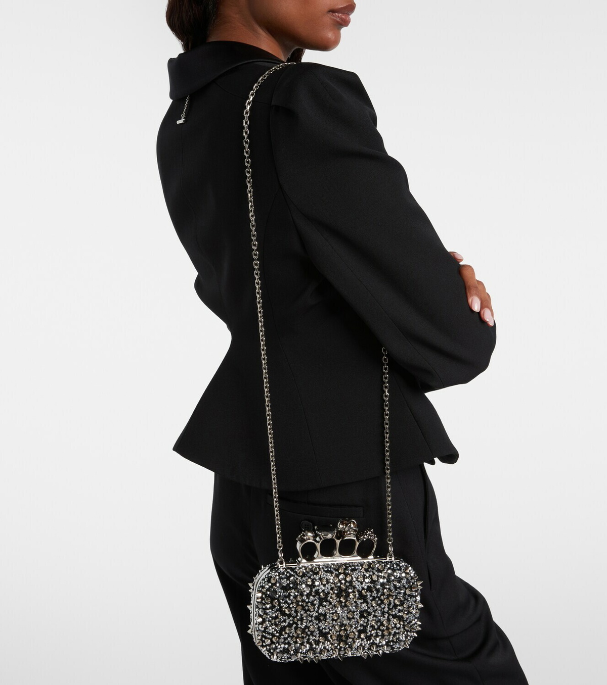 McQueen Knuckle embellished clutch