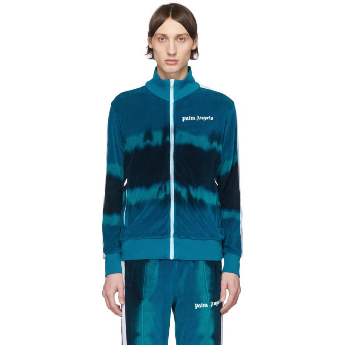 Photo: Palm Angels Blue Tie-Dye Chenille Track Jacket