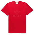 Gucci - Logo-Embroidered Cotton-Jersey T-Shirt - Red