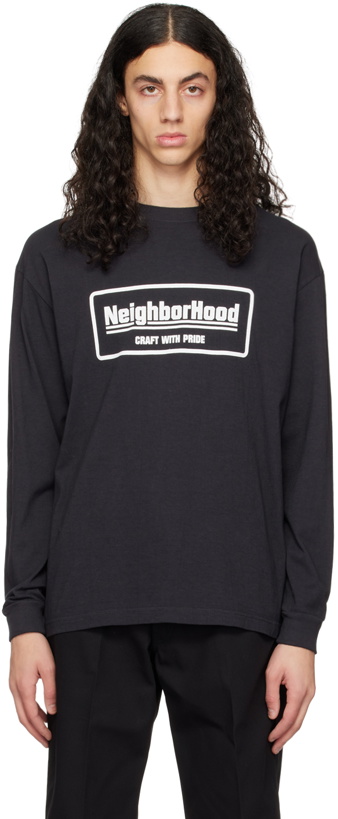 Photo: Neighborhood Black Printed Long Sleeve T-Shirt