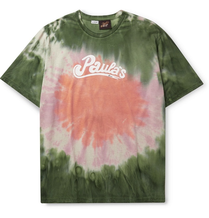 Photo: Loewe - Paula's Ibiza Oversized Logo-Print Tie-Dyed Cotton-Jersey T-Shirt - Green
