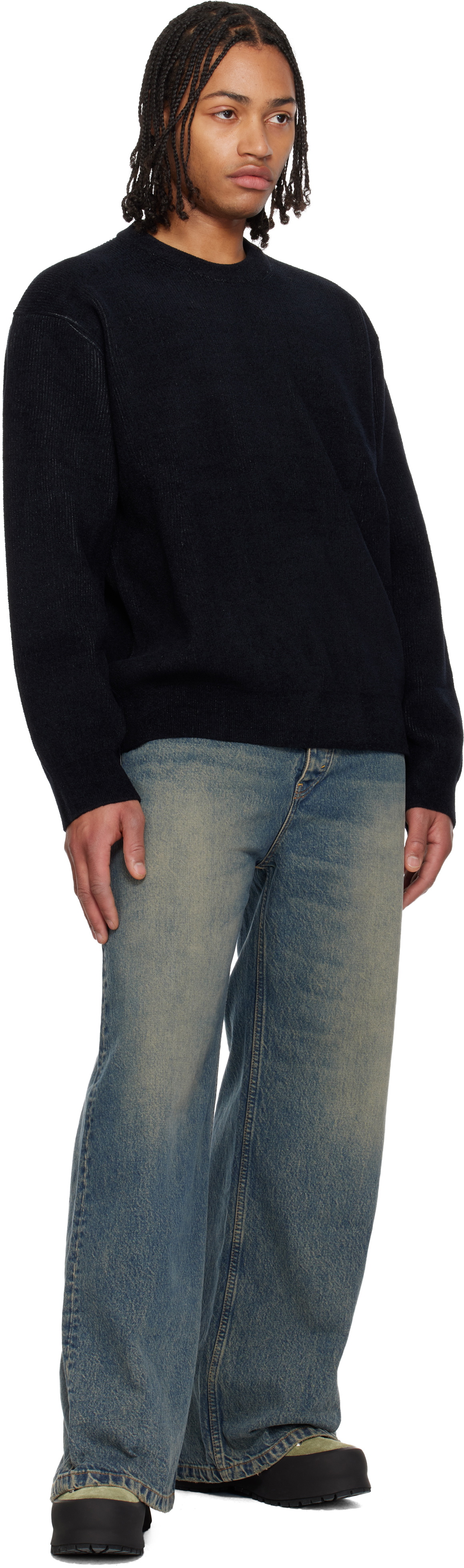 Solid Homme Black Knit Sweater