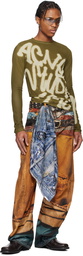 Acne Studios Blue Printed Silk Scarf