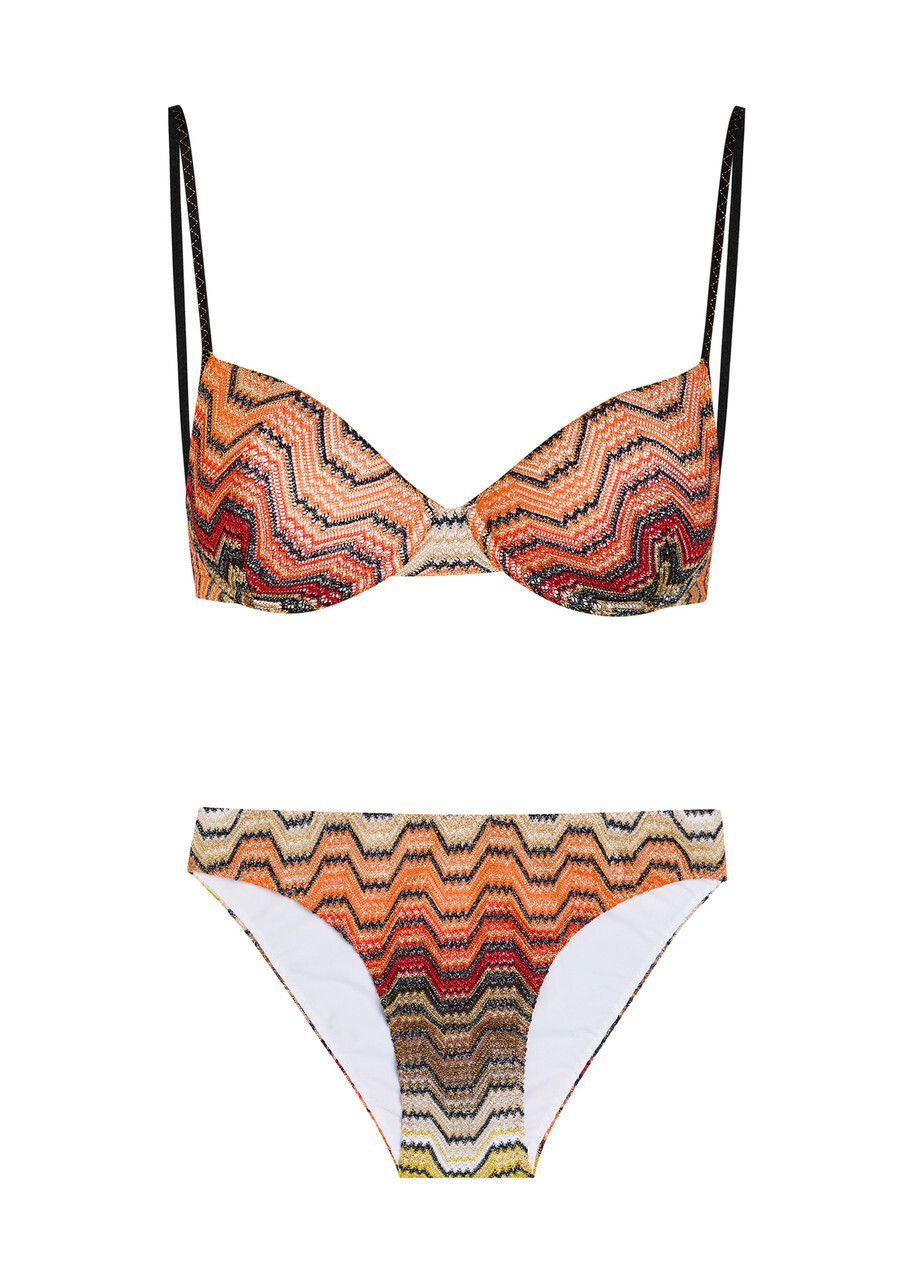 Missoni Patterned Metallic-knit Bikini Black