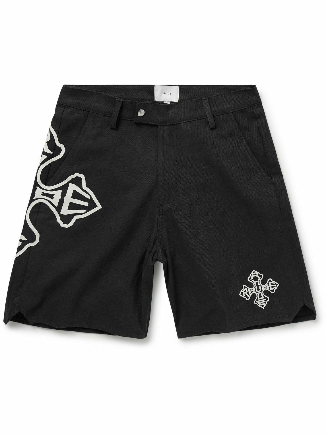 Rhude - Straight-Leg Logo-Print Denim Shorts - Black Rhude