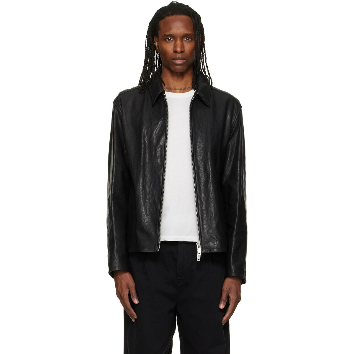 Hugo Black Regular-Fit Nappa Leather Jacket
