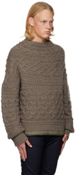 sacai Brown Crewneck Sweater