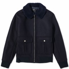 A.P.C. Ben Faux Fur Collar Jacket in Dark Navy