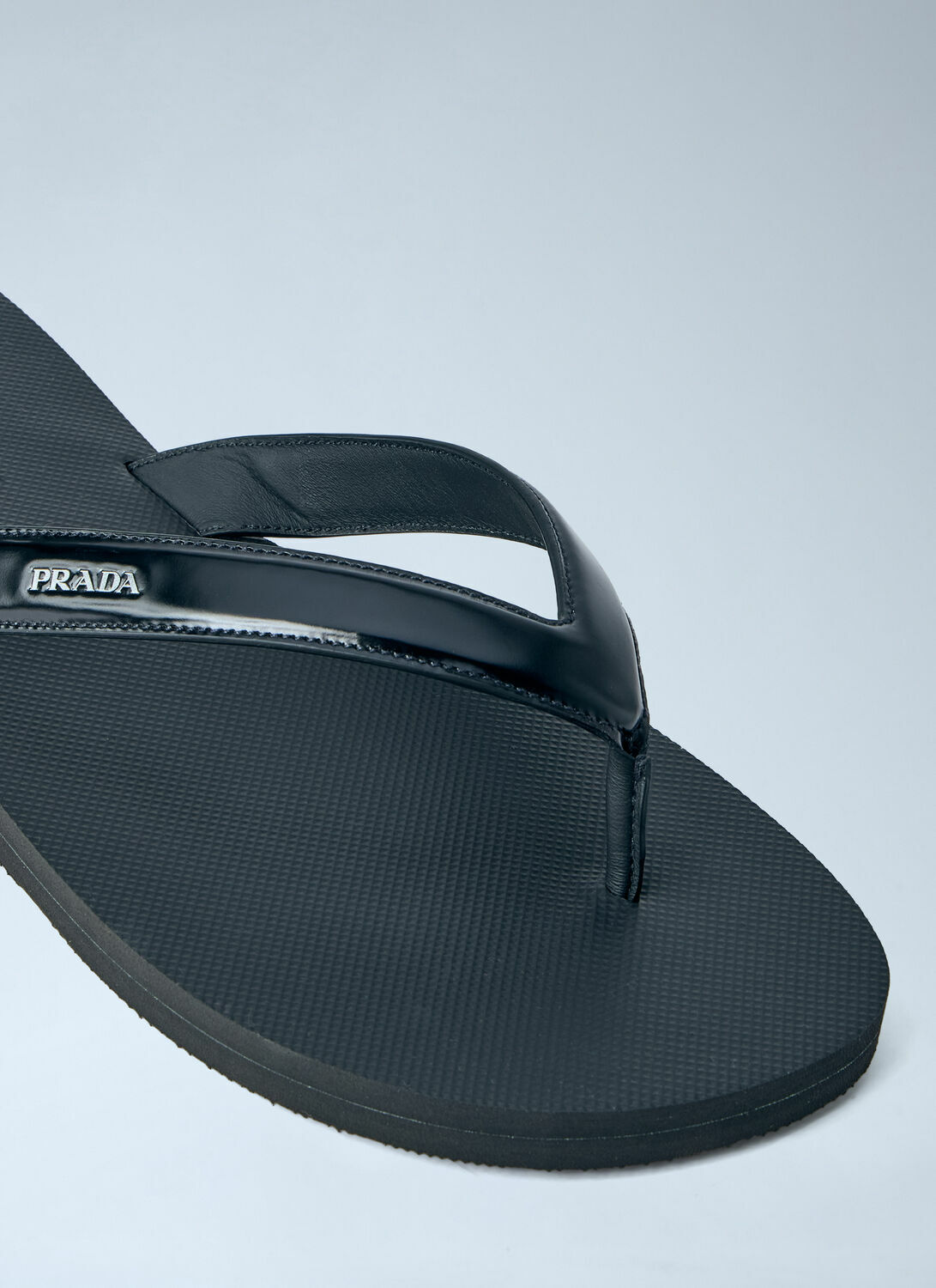 Prada Logo-Embossed Leather Flip-Flop Sandals
