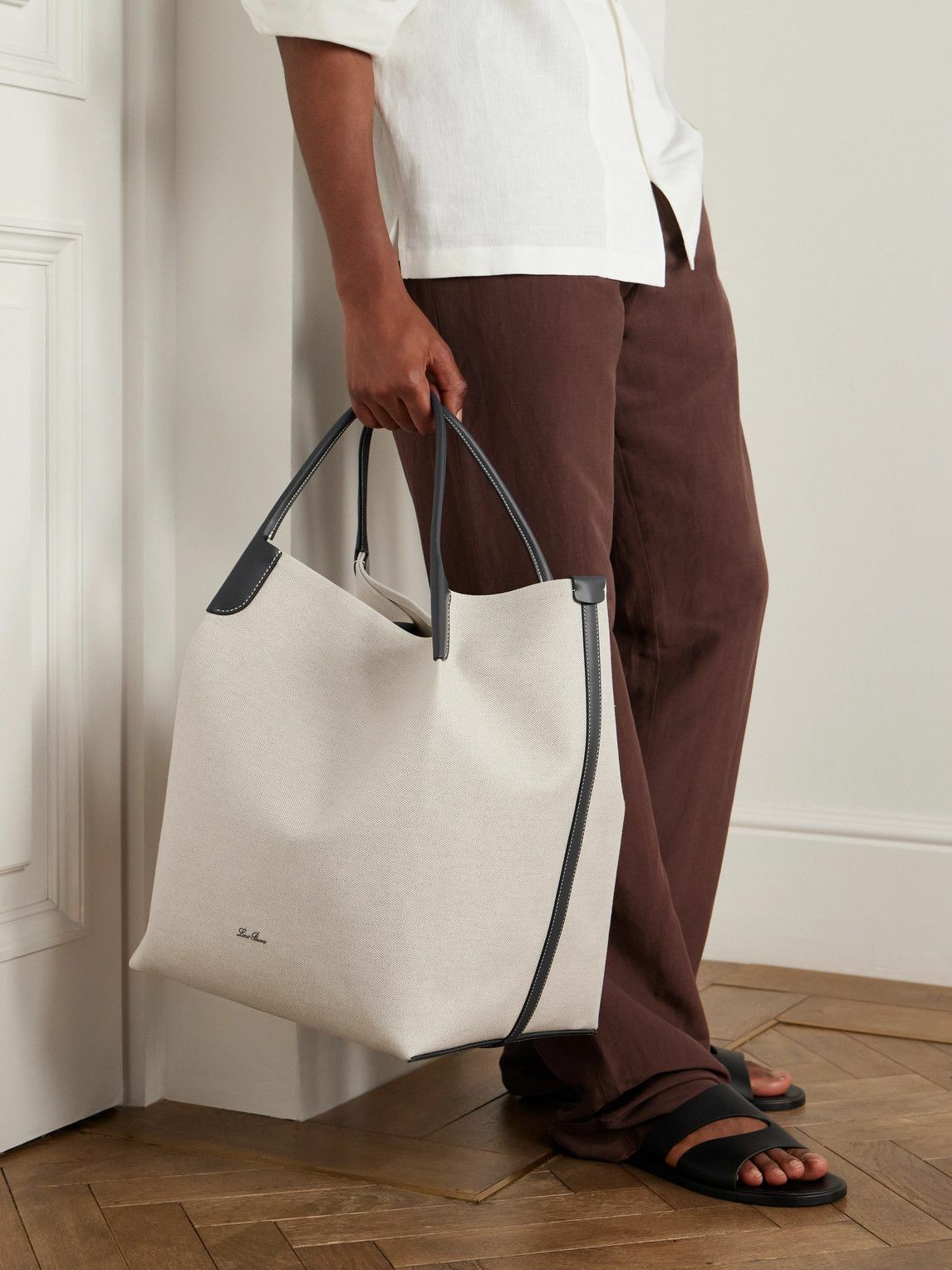 Loro Piana - Bale Extra Large Leather-Trimmed Canvas Tote Bag