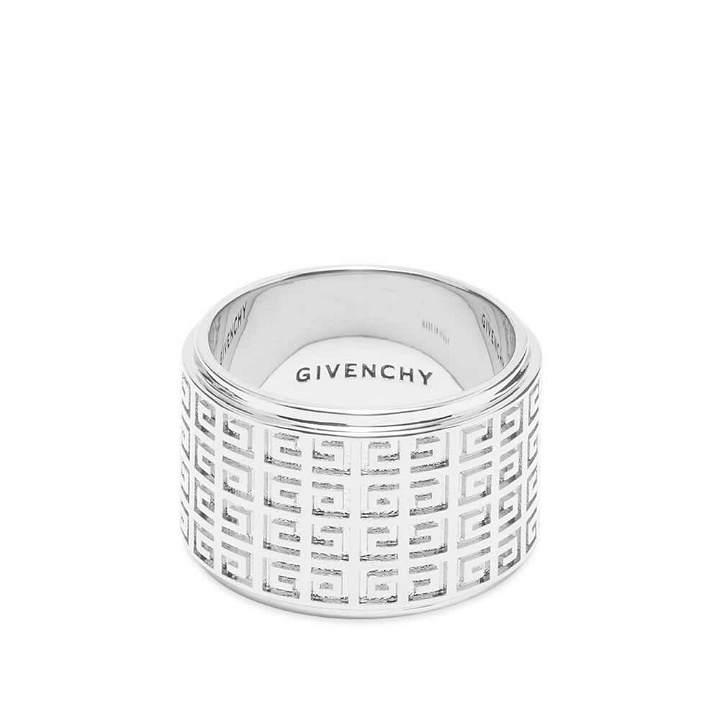 Photo: Givenchy Men's 4G Logo Engraved Ring in Silvery