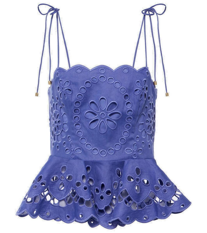 Photo: Zimmermann Pop embroidered peplum linen top