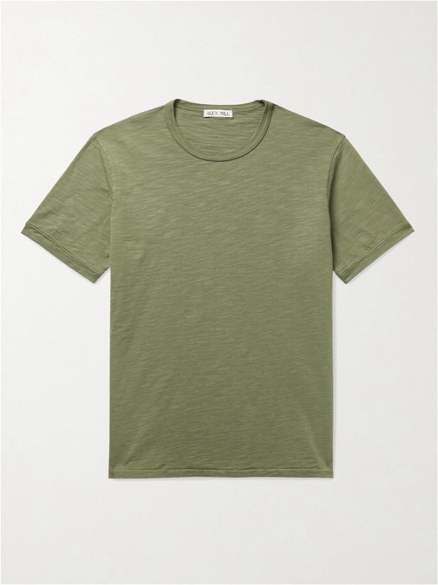 Photo: ALEX MILL - Standard Slim-Fit Slub Cotton-Jersey T-Shirt - Green