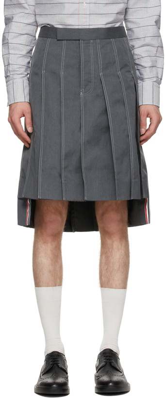 Photo: Thom Browne Grey Typewriter Cloth Classic Pleated Skirt