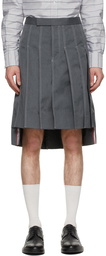 Thom Browne Grey Typewriter Cloth Classic Pleated Skirt