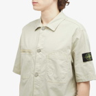 Stone Island Men's Stretch-TC Garment Dyed Short Sleeve Overshirt in Plaster