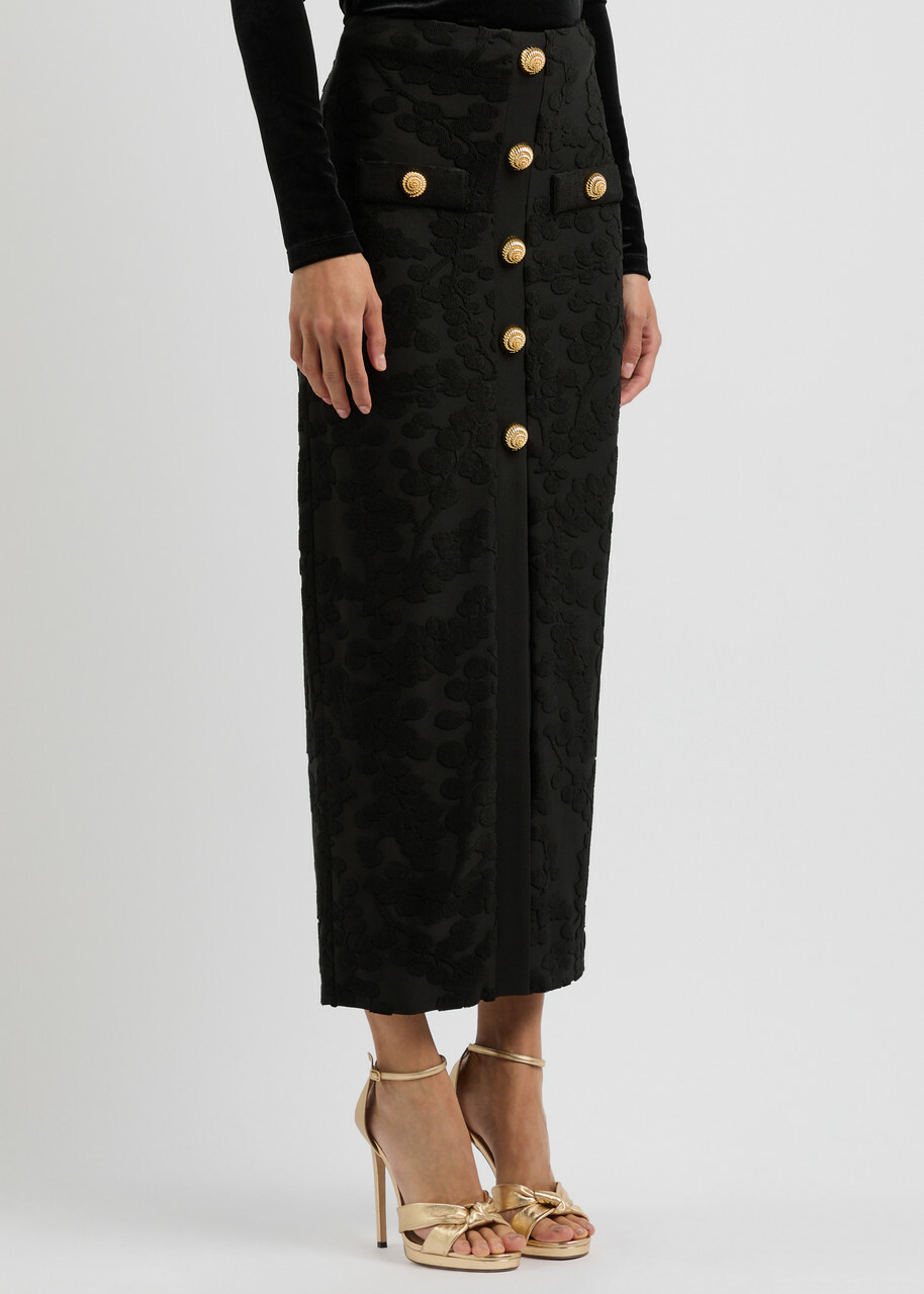 スカート BALMAIN Women Skirts DF1LB290KB070PA Black Balmain Black tweed miniskirt with buttons | TheDoubleF