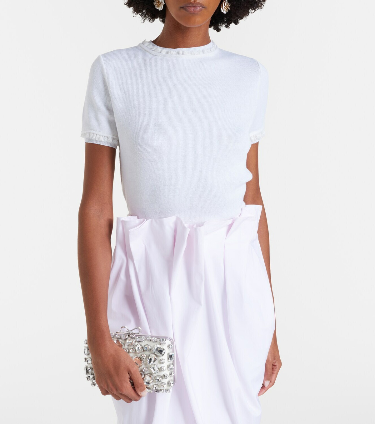 Shushu/Tong Lace-trimmed linen top
