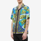 Versace Men's Repeat Greek Mask Vacation Shirt in Blue