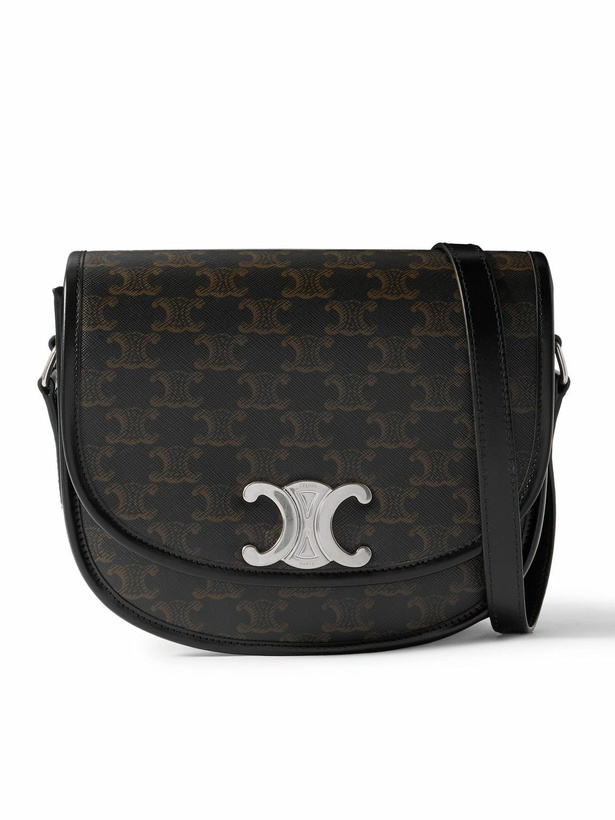 Photo: CELINE - Besace Triomphe Medium Leather-Trimmed Logo-Print Coated-Canvas Messenger Bag