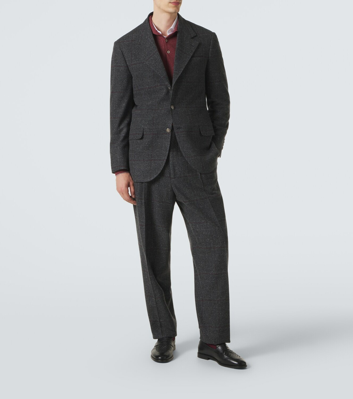 Brunello Cucinelli Checked silk, wool, and cashmere suit