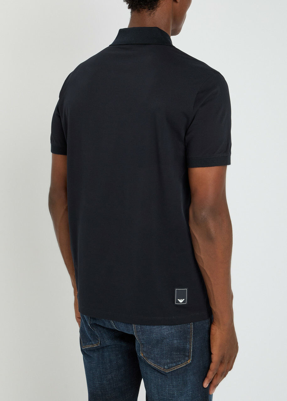 Emporio Armani Half-zip Cotton Polo Shirt Navy
