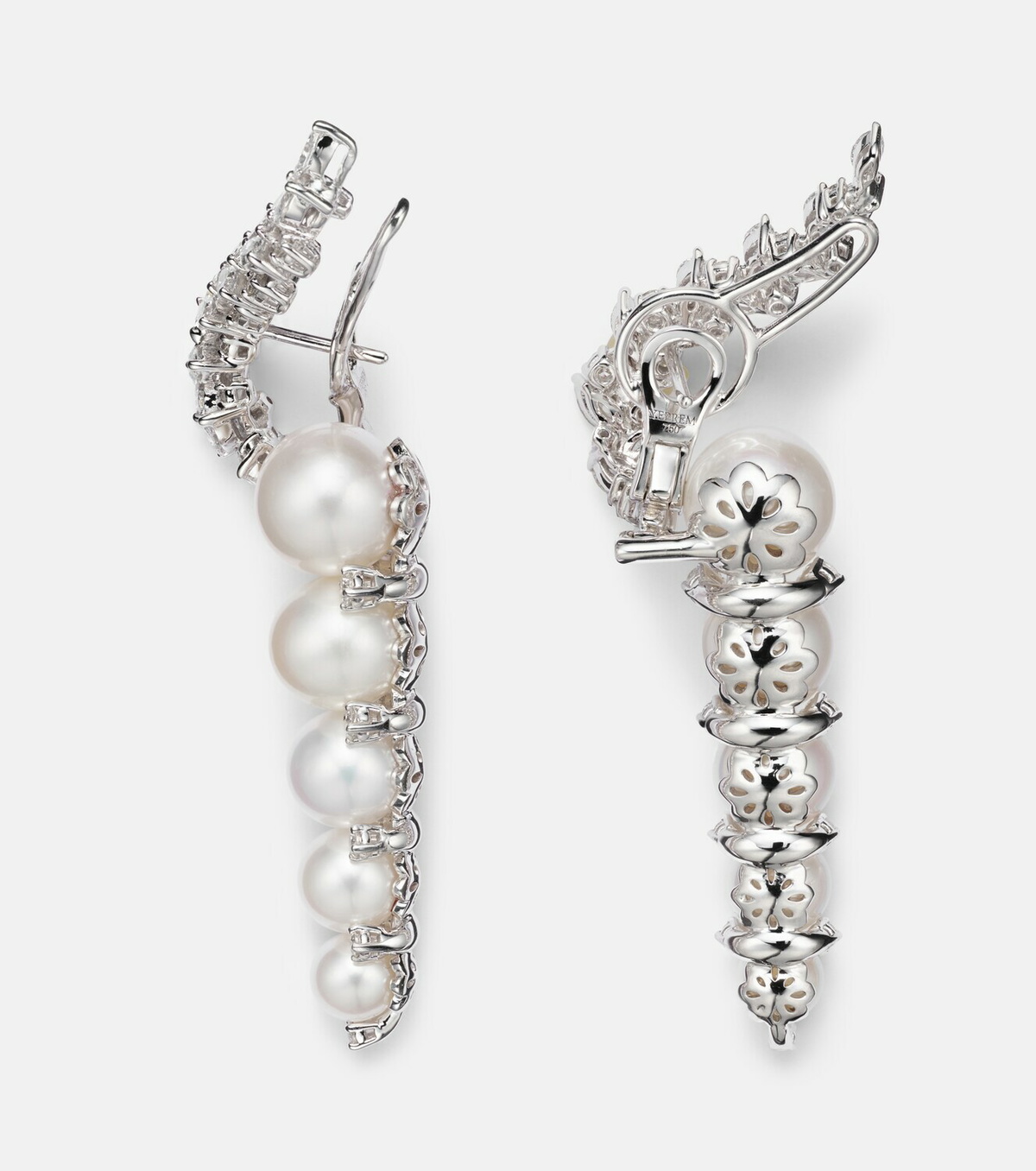 Yeprem Pearlescent 18kt white gold earrings with diamonds and pearls
