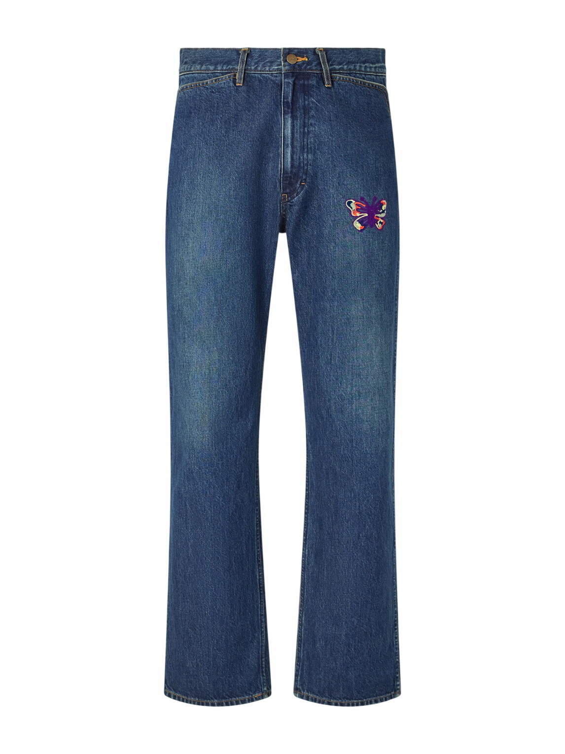 パンツ Needles Bleach Denim Pants Needles - Wide-Leg Bleach-Splattered Denim Jeans - Purple Needles