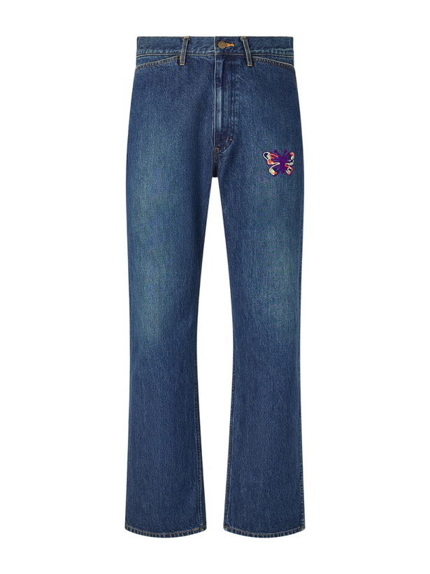 Photo: Needles - Straight-Leg Logo-Embroidered Jeans - Blue