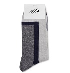 N/A - Colour-Block Mélange Stretch Cotton-Blend Socks - Gray