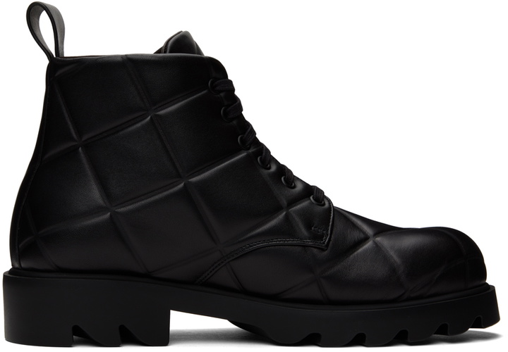 Photo: Bottega Veneta Black Strut Grid Boots