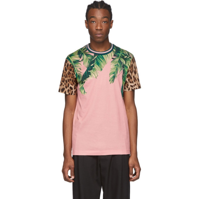 Photo: Dolce and Gabbana Pink Floral Leopard T-Shirt