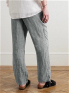 James Perse - Straight-Leg Garment-Dyed Linen Drawstring Trousers - Gray