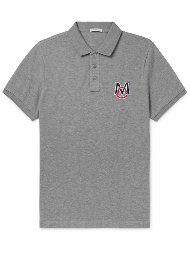 Photo: Moncler - Logo-Embroidered Cotton-Piqué Polo Shirt - Gray