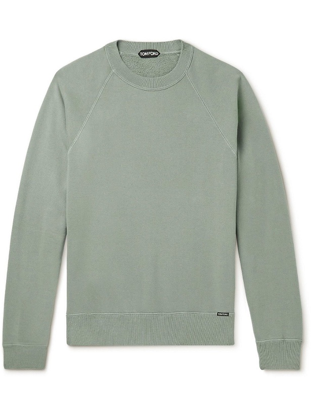 Photo: TOM FORD - Garment-Dyed Cotton-Jersey Sweatshirt - Green