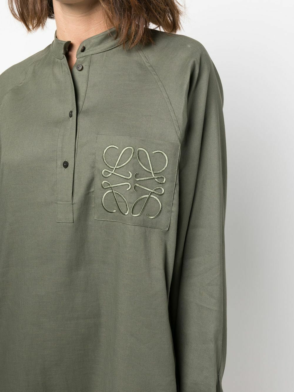 【LOEWE】ANAGRAM TUNIC DRESS LOEWE - Anagram Linen Blend Silk Tunic Dress Loewe