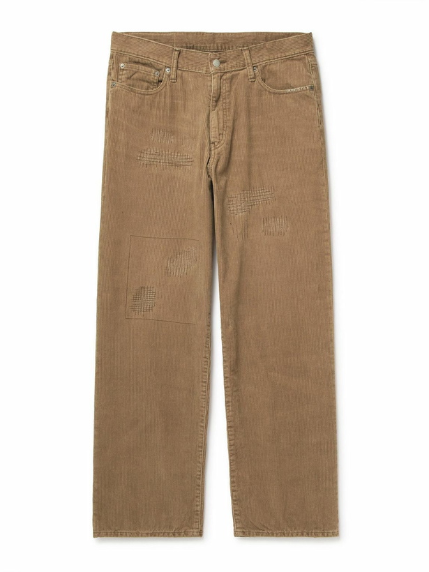 Photo: Neighborhood - Savage Wide-Leg Distressed Cotton-Corduroy Trousers - Brown