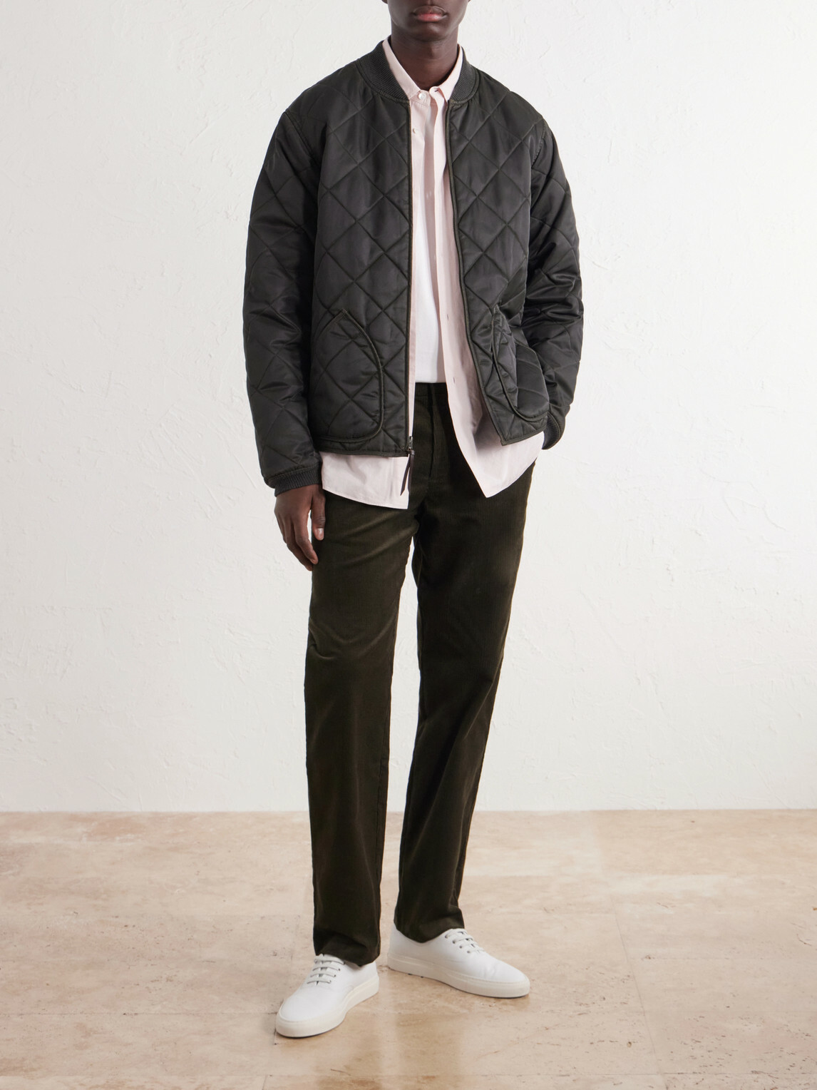 Mr P. - Slim-Fit Straight-Leg Cotton-Corduroy Trousers - Green