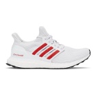 adidas Originals White and Red Ultraboost 4.0 DNA Sneakers