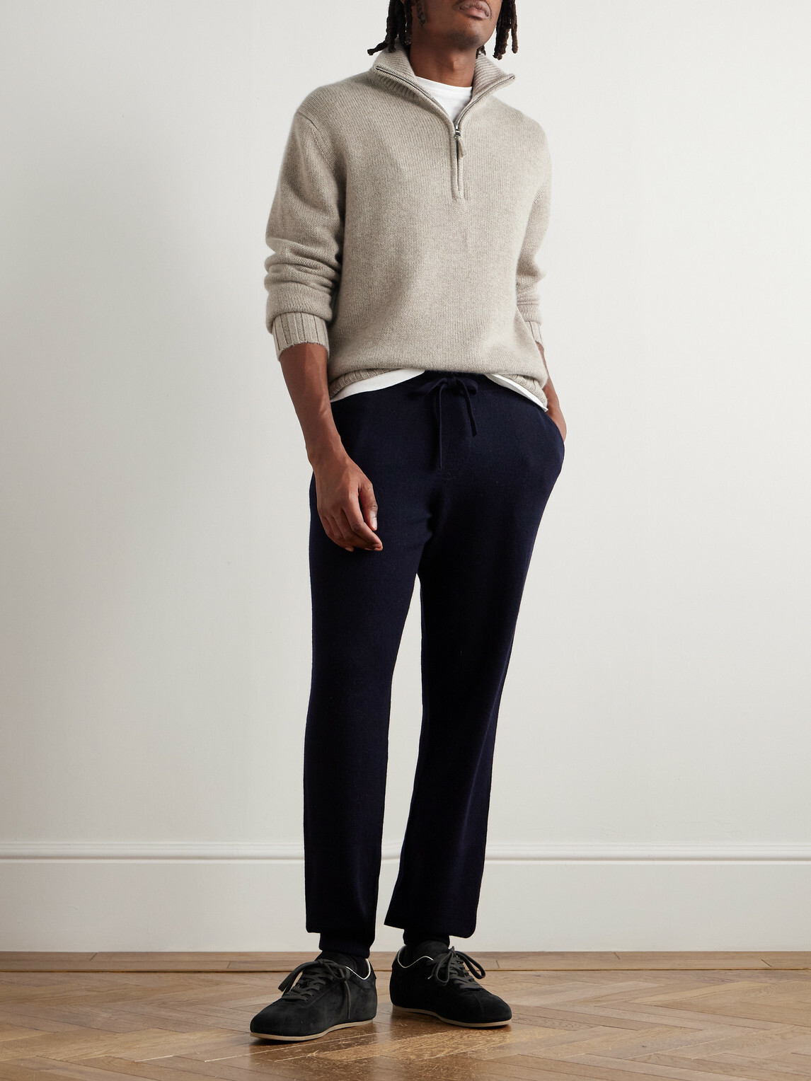 Allude - Cashmere Half-Zip Sweater - Brown