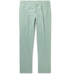 Altea - Tapered Pleated Stretch-Cotton Trousers - Green