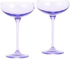 Estelle Colored Glass Two-Pack Purple Champagne Coupe Glasses, 8.25 oz