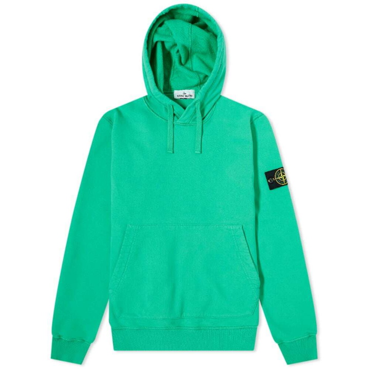 Photo: Stone Island Men's Garment Dyed Popover Hoody in Bright Green