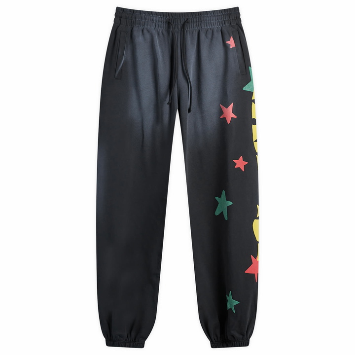 Photo: Palm Angels Men's Paradise Palm Sweat Pants in Black/Yellow